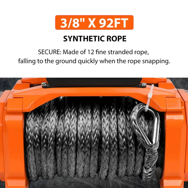 12V Electric Recovery Winch 14,500 LBS with Synthetic Rope for SUV, Jeep, Truck & 4WD - Image 5